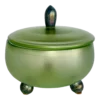 Vintage 1930’s Green Kralik Czech Art Glass Lidded Bowl