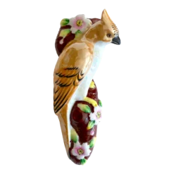 Vintage 1940's Art Deco Japan Hand Painted Art Pottery Bird Porcelain Wall Pocket Vase