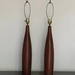 Vintage 1960's Danish Modern Tall Turned Teak Lamps By Esa - A Pair 16 Vintage 1960's Danish Modern Tall Turned Teak Lamps By Esa - A Pair -chairish shop vintage 1960s danish modern tall turned teak lamps by esa a pair 2440