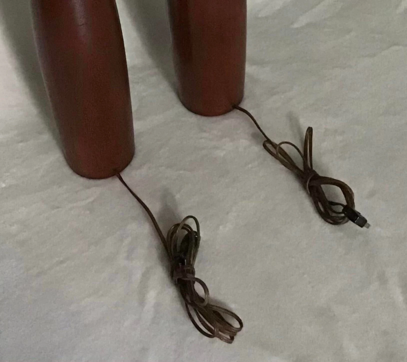 Vintage 1960's Danish Modern Tall Turned Teak Lamps By Esa - A Pair 4 Vintage 1960's Danish Modern Tall Turned Teak Lamps By Esa - A Pair - Image 4