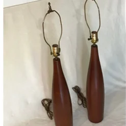 Vintage 1960's Danish Modern Tall Turned Teak Lamps By Esa - A Pair 12 Vintage 1960's Danish Modern Tall Turned Teak Lamps By Esa - A Pair -chairish shop vintage 1960s danish modern tall turned teak lamps by esa a pair 4776