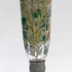 Vintage 1960's Decalcomania Silver Leaf And Botanical Vines Lamp -chairish shop vintage 1960s decalcomania silver leaf and botanical vines lamp 0712 scaled