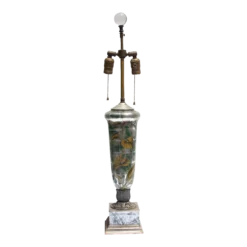 Vintage 1960's Decalcomania Silver Leaf And Botanical Vines Lamp