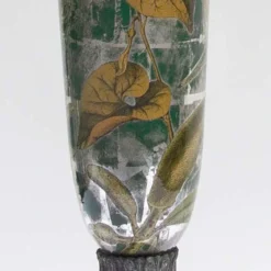 Vintage 1960's Decalcomania Silver Leaf And Botanical Vines Lamp -chairish shop vintage 1960s decalcomania silver leaf and botanical vines lamp 4458