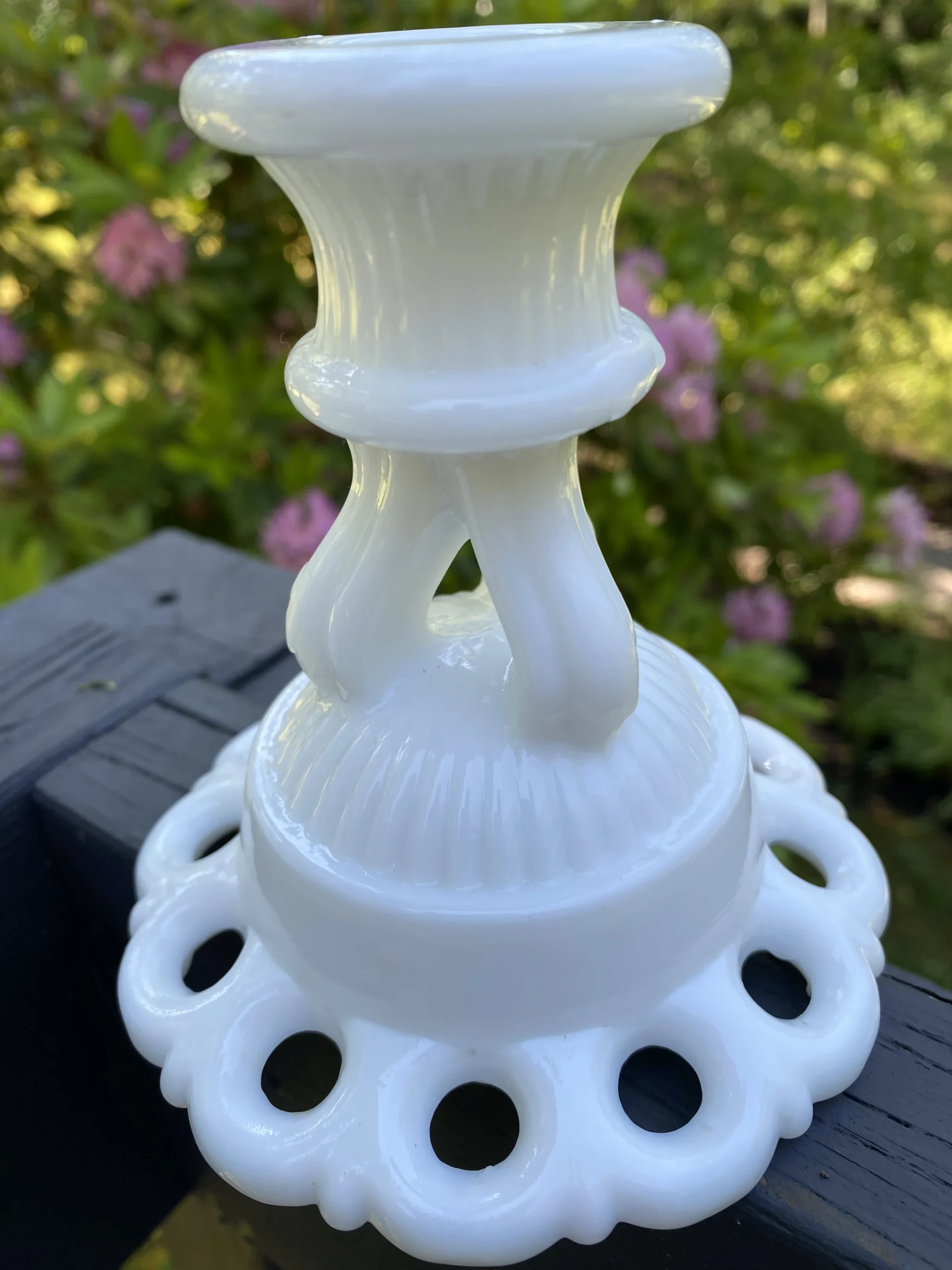 Vintage 1960's Mid-Century Modern Doric Lace Westmoreland Milk Glass Candlesticks - A Pair 5 Vintage 1960's Mid-Century Modern Doric Lace Westmoreland Milk Glass Candlesticks - A Pair - Image 5