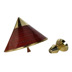 Vintage 1960's Mid-Century Modern Moe Retractable Light Fixture In Cranberry And Pink Honeycomb