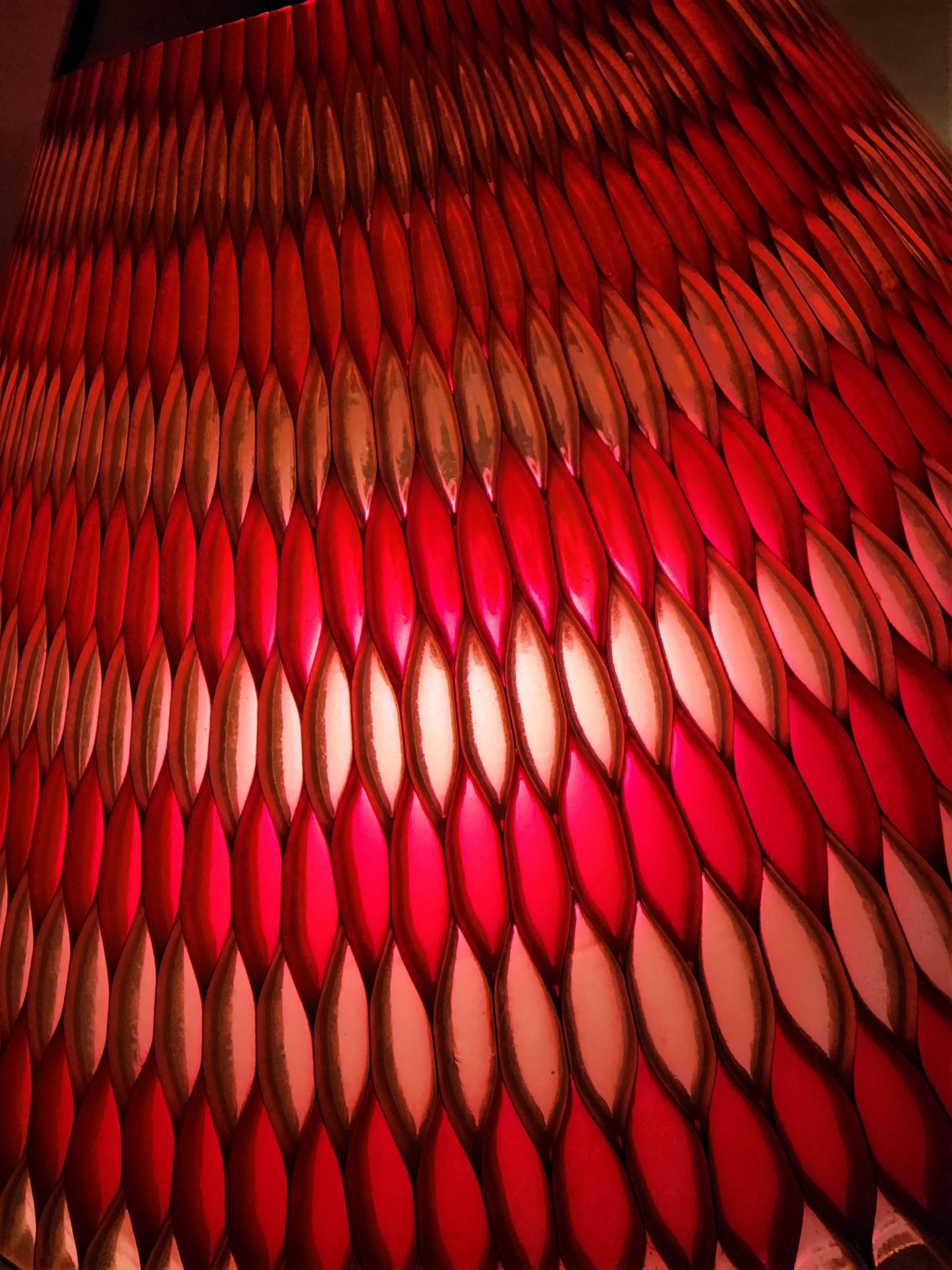 Vintage 1960's Mid-Century Modern Moe Retractable Light Fixture In Cranberry And Pink Honeycomb 4 Vintage 1960's Mid-Century Modern Moe Retractable Light Fixture In Cranberry And Pink Honeycomb - Image 4