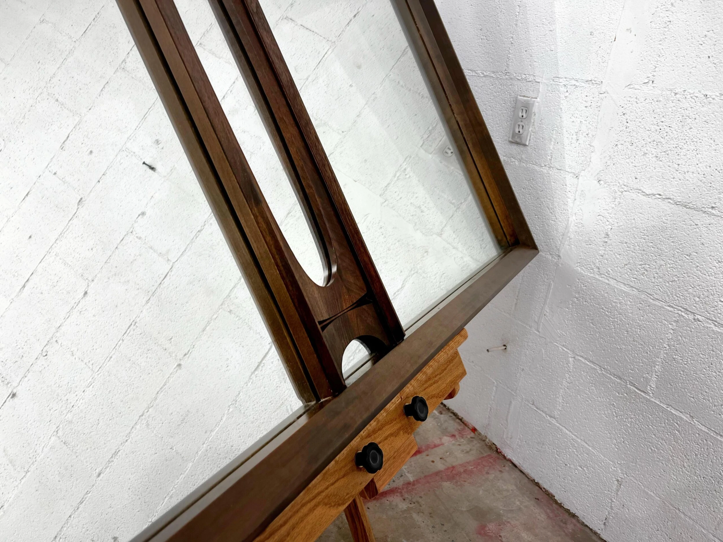 Vintage 1970’s Brutalist Extra Large Solid Walnut Mirror By Tobago 3 Vintage 1970’s Brutalist Extra Large Solid Walnut Mirror By Tobago - Image 3