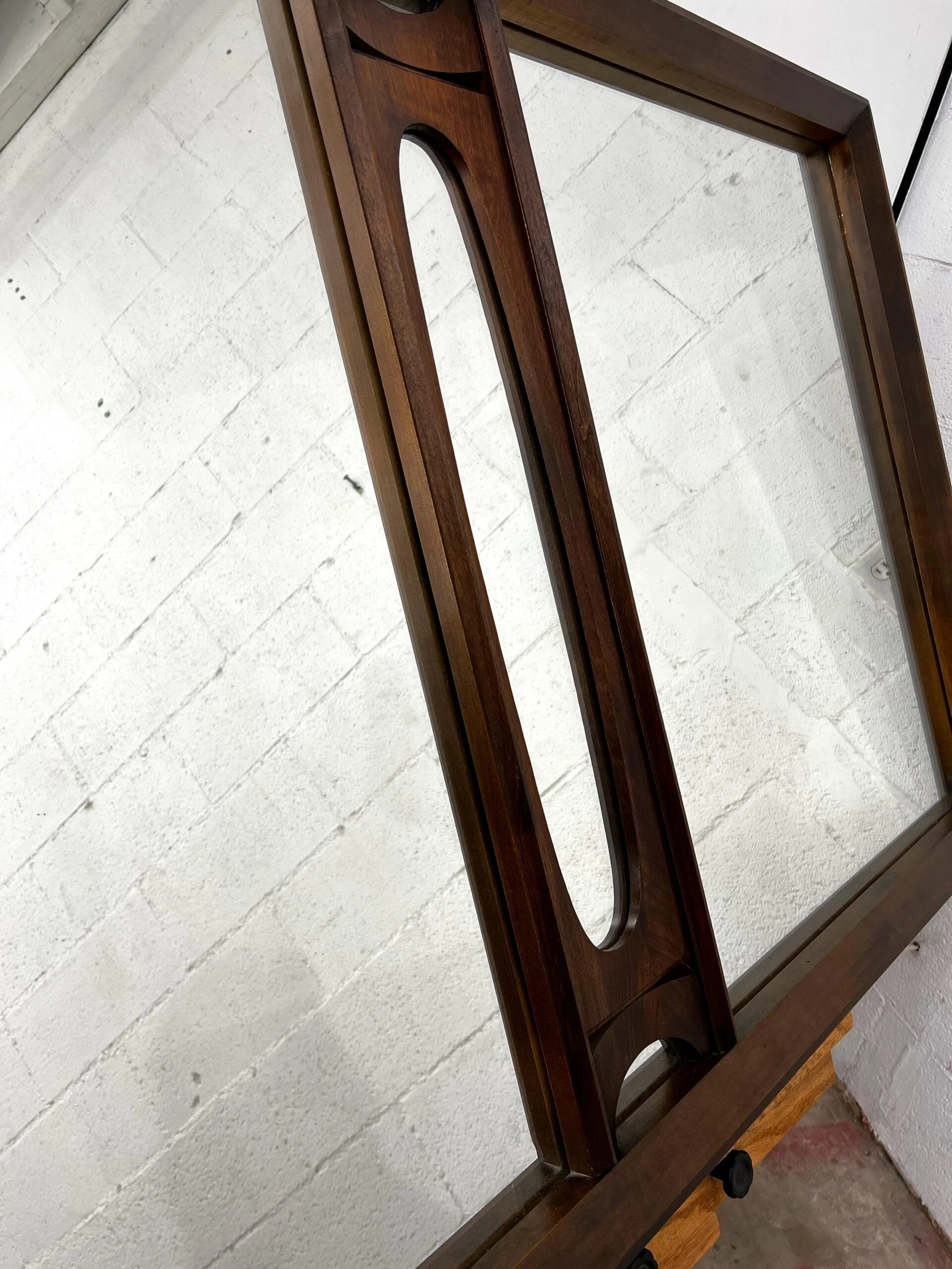 Vintage 1970’s Brutalist Extra Large Solid Walnut Mirror By Tobago 7 Vintage 1970’s Brutalist Extra Large Solid Walnut Mirror By Tobago - Image 7