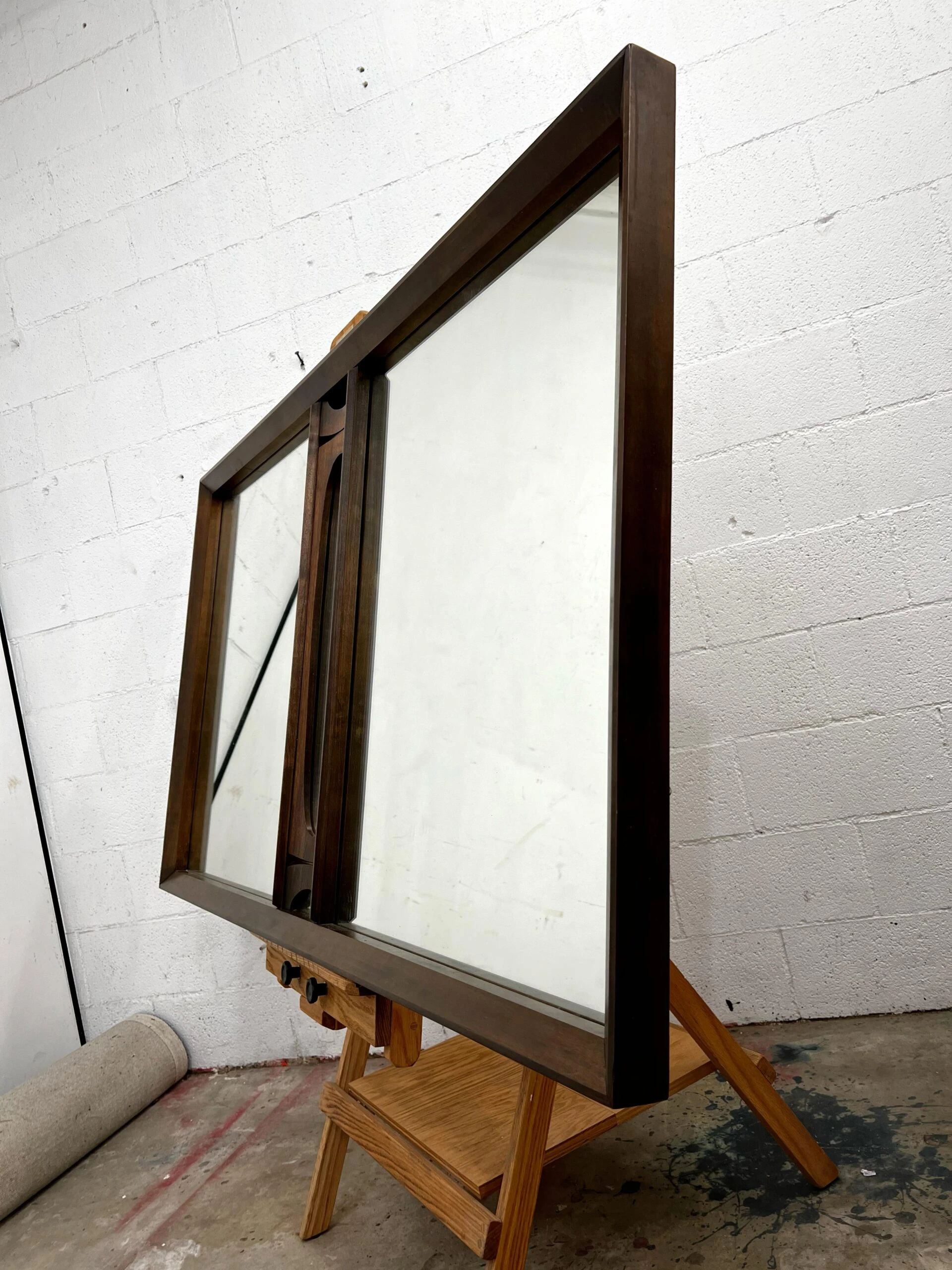 Vintage 1970’s Brutalist Extra Large Solid Walnut Mirror By Tobago 4 Vintage 1970’s Brutalist Extra Large Solid Walnut Mirror By Tobago - Image 4