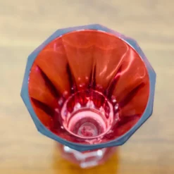 Vintage 1970’s Cranberry Fluted Glass Vase -chairish shop vintage 1970s cranberry fluted glass vase 6336 scaled