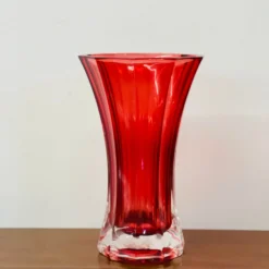 Vintage 1970’s Cranberry Fluted Glass Vase -chairish shop vintage 1970s cranberry fluted glass vase 8138 scaled