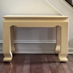 Vintage 1970’s Karl Springer Canvas Wrapped Side Table -chairish shop vintage 1970s karl springer canvas wrapped side table 5575 scaled