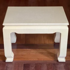 Vintage 1970’s Karl Springer Canvas Wrapped Side Table -chairish shop vintage 1970s karl springer canvas wrapped side table 9791 scaled