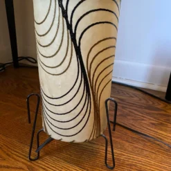 Vintage 1980's Abstract Parchment And Metal Cylinder Table Lamp -chairish shop vintage 1980s abstract parchment and metal cylinder table lamp 0715