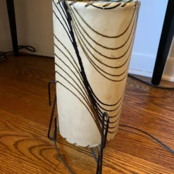 Vintage 1980's Abstract Parchment And Metal Cylinder Table Lamp -chairish shop vintage 1980s abstract parchment and metal cylinder table lamp 1800