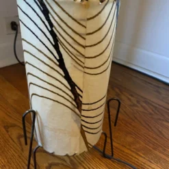 Vintage 1980's Abstract Parchment And Metal Cylinder Table Lamp -chairish shop vintage 1980s abstract parchment and metal cylinder table lamp 3240