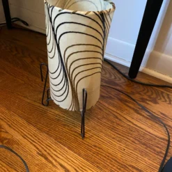 Vintage 1980's Abstract Parchment And Metal Cylinder Table Lamp -chairish shop vintage 1980s abstract parchment and metal cylinder table lamp 8801