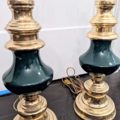 Vintage 1980's Brass And Emerald Green Table Lamps - A Pair 10 Vintage 1980's Brass And Emerald Green Table Lamps - A Pair -chairish shop vintage 1980s brass and emerald green table lamps a pair 2262 scaled