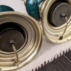 Vintage 1980's Brass And Emerald Green Table Lamps - A Pair 12 Vintage 1980's Brass And Emerald Green Table Lamps - A Pair -chairish shop vintage 1980s brass and emerald green table lamps a pair 7504 scaled