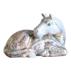 Vintage 1980's Ceramic Horse With Gilt Designs By Wildwood Accents