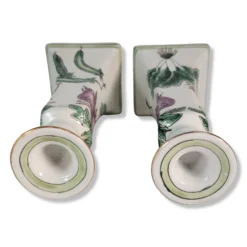 Vintage 1980's Chinese Candle Holders Pair Hand Painted Radish Design -chairish shop vintage 1980s chinese candle holders pair hand painted radish design 7476