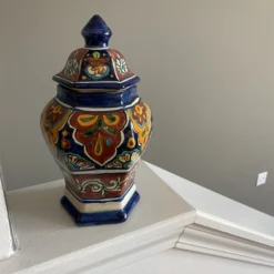 Vintage 1980's Handpainted Mexican Ginger Jar -chairish shop vintage 1980s handpainted mexican ginger jar 3878 scaled