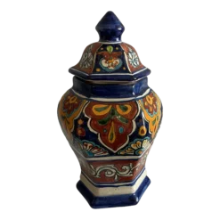 Vintage 1980's Handpainted Mexican Ginger Jar