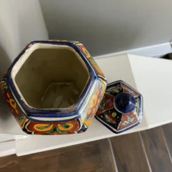 Vintage 1980's Handpainted Mexican Ginger Jar -chairish shop vintage 1980s handpainted mexican ginger jar 8195 scaled