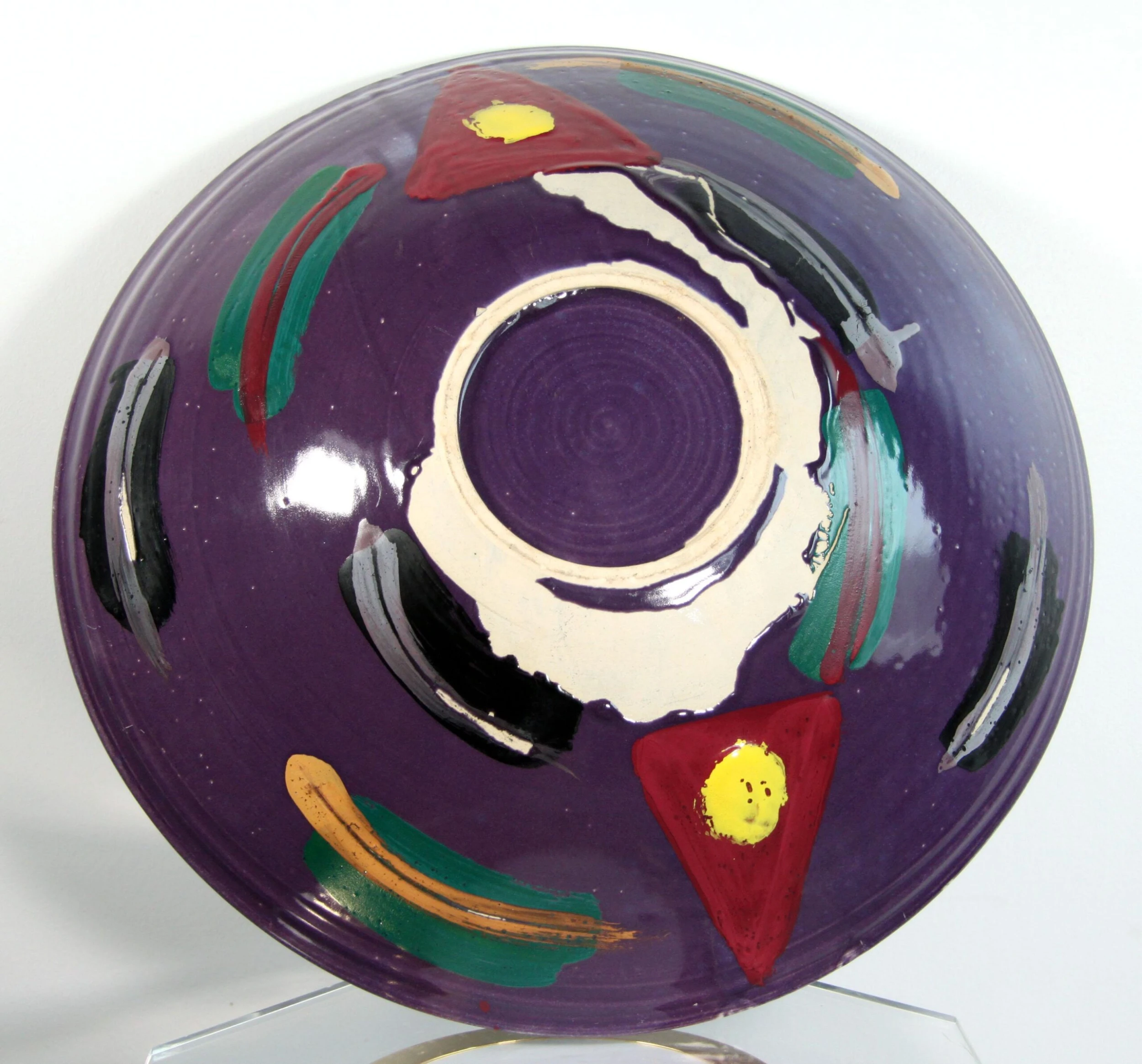 Vintage 1980's Post Modern Colorful Studio Ceramic Art Pottery Bowl - Image 8