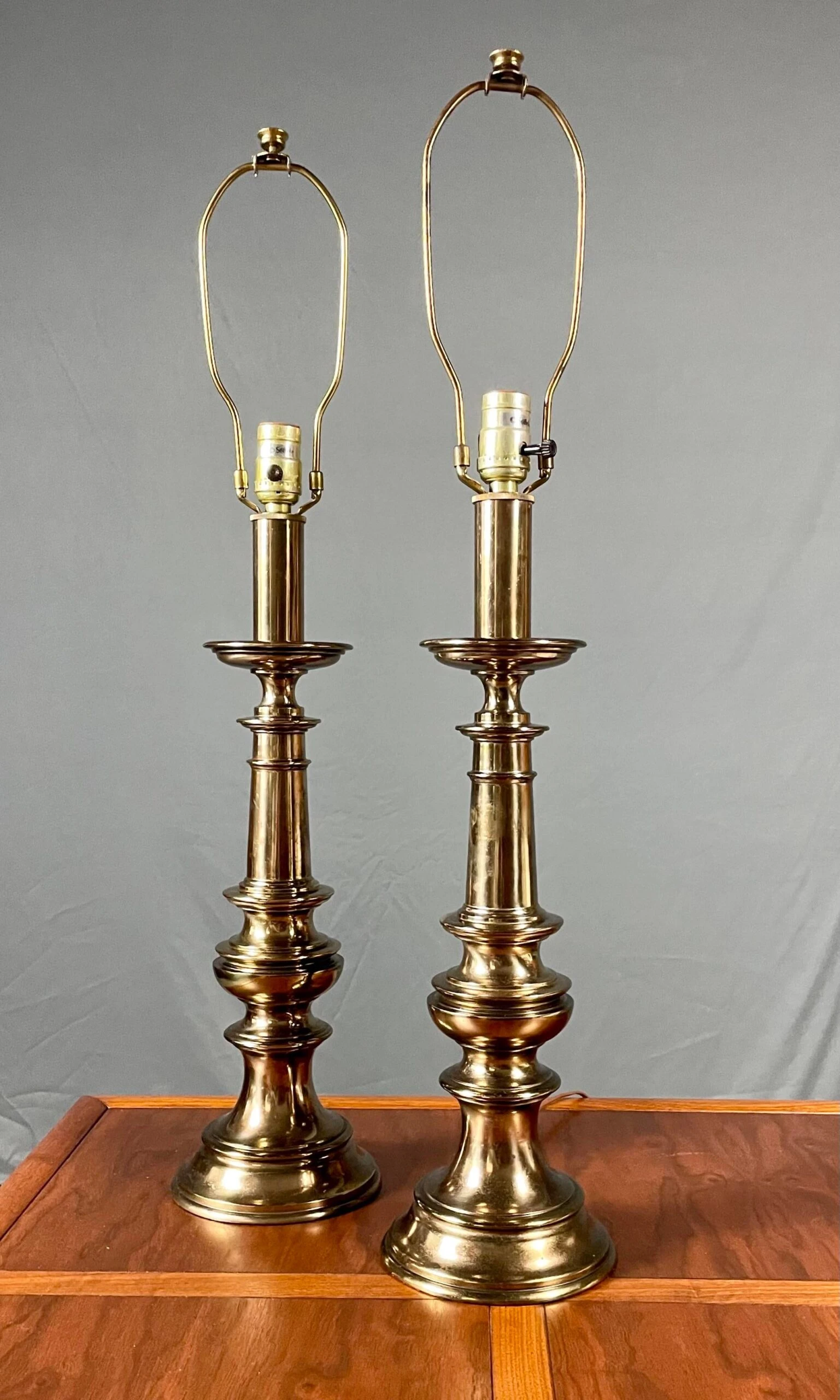 Vintage 1980’s Stiffel Hollywood Regency Brass Table Lamps 7 Vintage 1980’s Stiffel Hollywood Regency Brass Table Lamps - Image 7