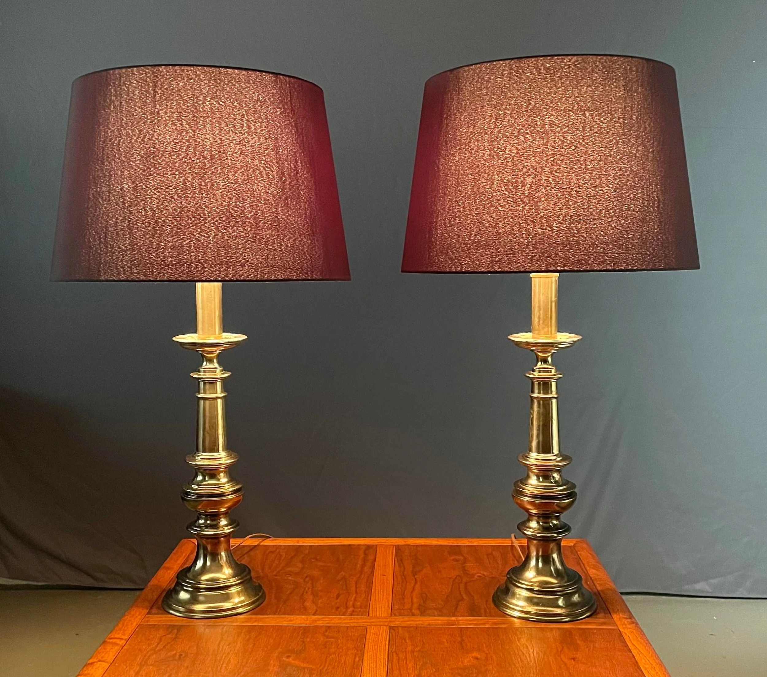 Vintage 1980’s Stiffel Hollywood Regency Brass Table Lamps 2 Vintage 1980’s Stiffel Hollywood Regency Brass Table Lamps - Image 2