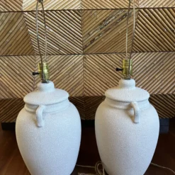 Vintage 1980’s Textured Plaster Table Lamps - A Pair -chairish shop vintage 1980s textured plaster table lamps a pair 0539 scaled