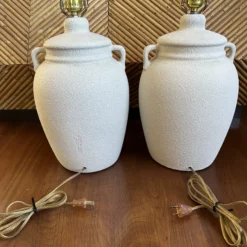 Vintage 1980’s Textured Plaster Table Lamps - A Pair -chairish shop vintage 1980s textured plaster table lamps a pair 4692 scaled