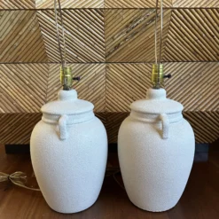Vintage 1980’s Textured Plaster Table Lamps - A Pair -chairish shop vintage 1980s textured plaster table lamps a pair 7371 scaled