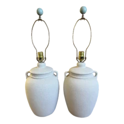Vintage 1980’s Textured Plaster Table Lamps - A Pair
