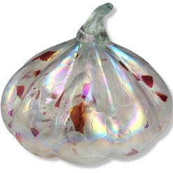 Vintage 1990's Handblown Studio Art Clear & Red Glass Pumpkin -chairish shop vintage 1990s handblown studio art clear and red glass pumpkin 3945