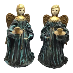 Vintage 60’s Italian Paper-Mache Angel Candle Holders - A Pair