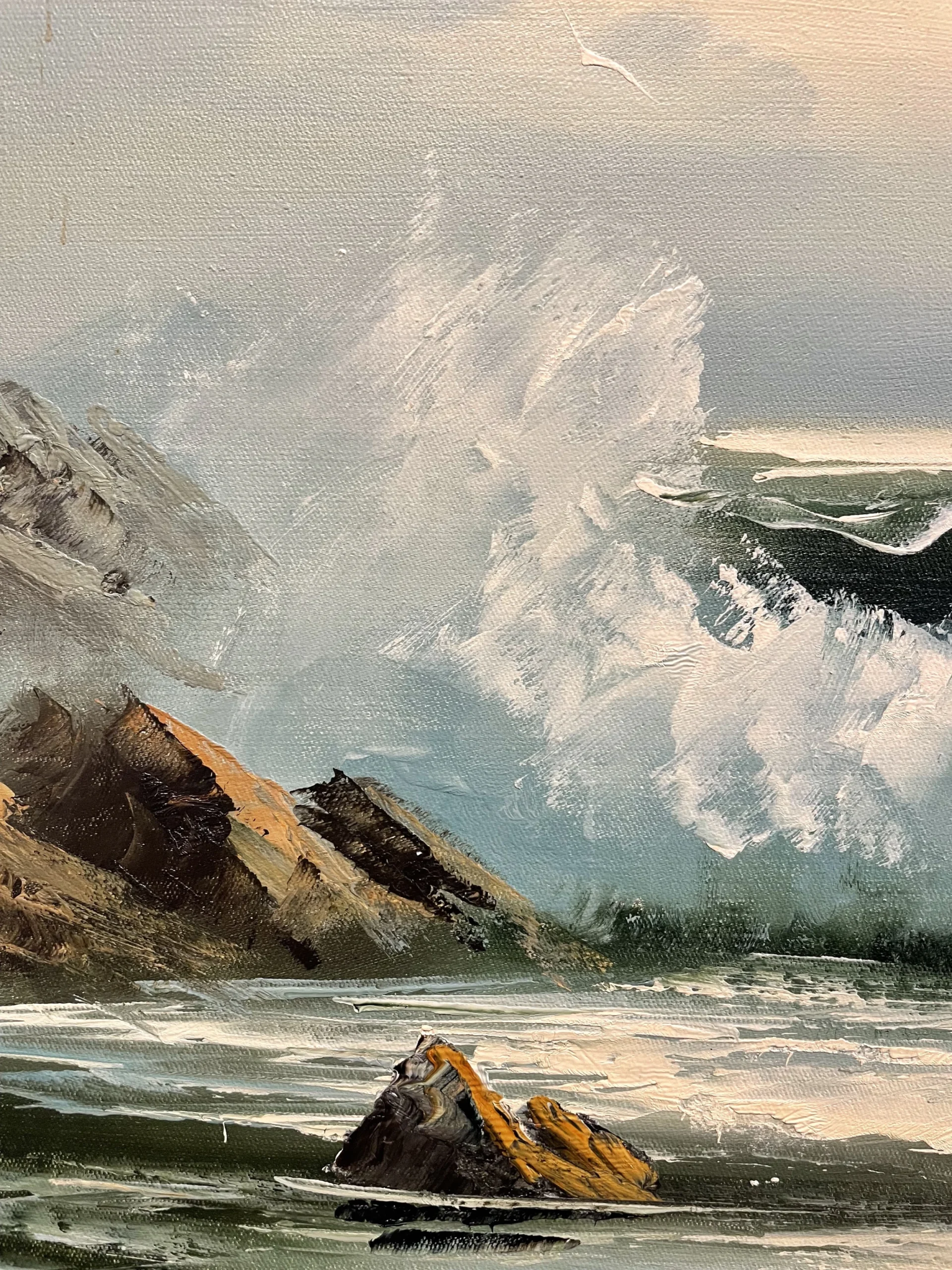 Vintage 70's Seascape Oil Painting On Canvas Entitled "Ebb Tide" 8 Vintage 70's Seascape Oil Painting On Canvas Entitled "Ebb Tide" - Image 8