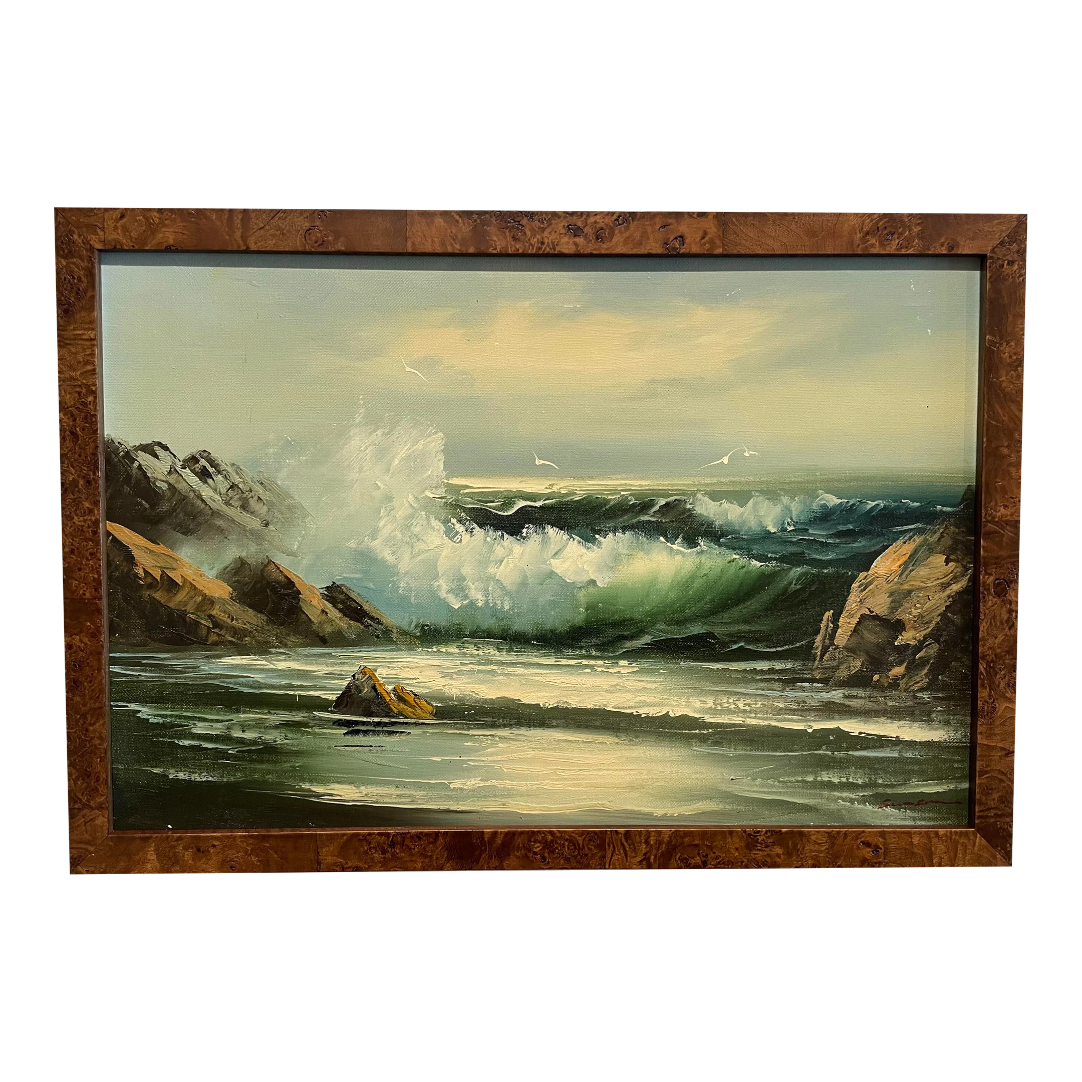 Vintage 70's Seascape Oil Painting On Canvas Entitled "Ebb Tide" 1 Vintage 70's Seascape Oil Painting On Canvas Entitled "Ebb Tide"