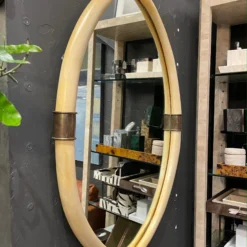 Vintage 70's Tusk Mirror With Brass Accents By Chapman -chairish shop vintage 70s tusk mirror with brass accents by chapman 9930 scaled