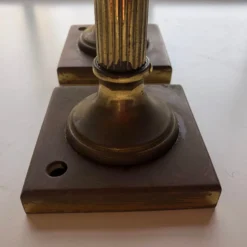 Vintage Brass Pillar Candle Holders W/ Crystal Prisms S-2 -chairish shop vintage brass pillar candle holders w crystal prisms s 2 4195 scaled