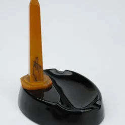 Vintage C.1930's Art Deco Era "Gentlemen's" -Mounted Bakelite Obelisk & Black Glass Coved Catchall-All, Change Dish -chairish shop vintage c1930s art deco era gentlemens mounted bakelite obelisk and black glass coved catchall all change dish 0083 scaled