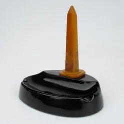 Vintage C.1930's Art Deco Era "Gentlemen's" -Mounted Bakelite Obelisk & Black Glass Coved Catchall-All, Change Dish -chairish shop vintage c1930s art deco era gentlemens mounted bakelite obelisk and black glass coved catchall all change dish 3315 scaled