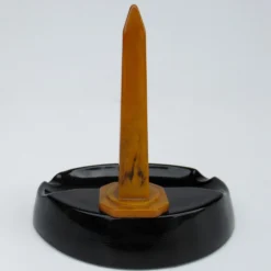 Vintage C.1930's Art Deco Era "Gentlemen's" -Mounted Bakelite Obelisk & Black Glass Coved Catchall-All, Change Dish -chairish shop vintage c1930s art deco era gentlemens mounted bakelite obelisk and black glass coved catchall all change dish 5748 scaled
