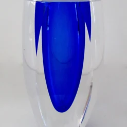 Vintage C.1970's Italian Hand-Blown Alessandro Mandruzzato Ovoid-Shaped, Faceted Cobalt Blue And Clear Polished Murano -chairish shop vintage c1970s italian hand blown alessandro mandruzzato ovoid shaped faceted cobalt blue and clear polished murano 2396 scaled