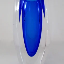 Vintage C.1970's Italian Hand-Blown Alessandro Mandruzzato Ovoid-Shaped, Faceted Cobalt Blue And Clear Polished Murano -chairish shop vintage c1970s italian hand blown alessandro mandruzzato ovoid shaped faceted cobalt blue and clear polished murano 5482 scaled
