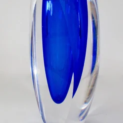 Vintage C.1970's Italian Hand-Blown Alessandro Mandruzzato Ovoid-Shaped, Faceted Cobalt Blue And Clear Polished Murano -chairish shop vintage c1970s italian hand blown alessandro mandruzzato ovoid shaped faceted cobalt blue and clear polished murano 7400 scaled