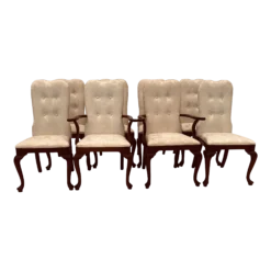 Vintage French Style High Back Upholstered Dining Chairs S/8