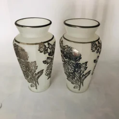 Vintage Frosted Glass Silver Overlay Floral Design Vases S/2 -chairish shop vintage frosted glass silver overlay floral design vases s2 0961 scaled